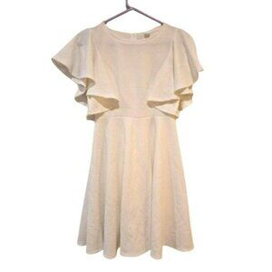 White Flutter Sleeve Fit and Flare Dress Mini  Women's Size M Skater Fairycore
